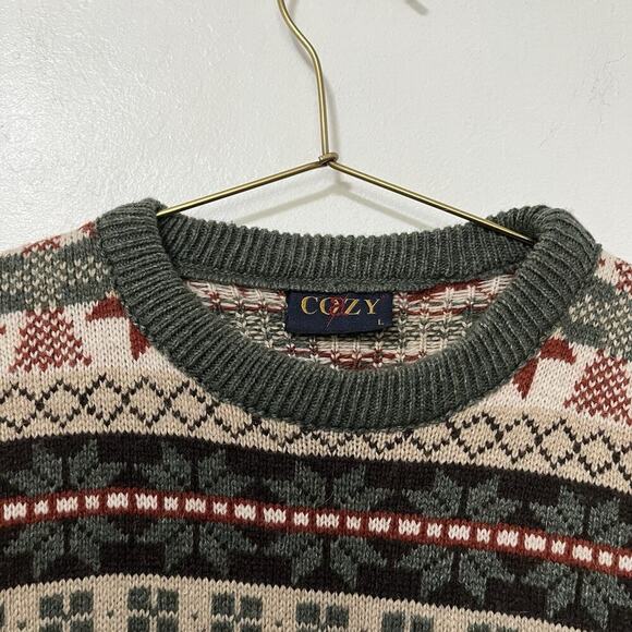 VTG Cozy Mens Wool Blend Novelty Christmas Sweater Size L Holiday Grandpacore - Picture 5 of 6